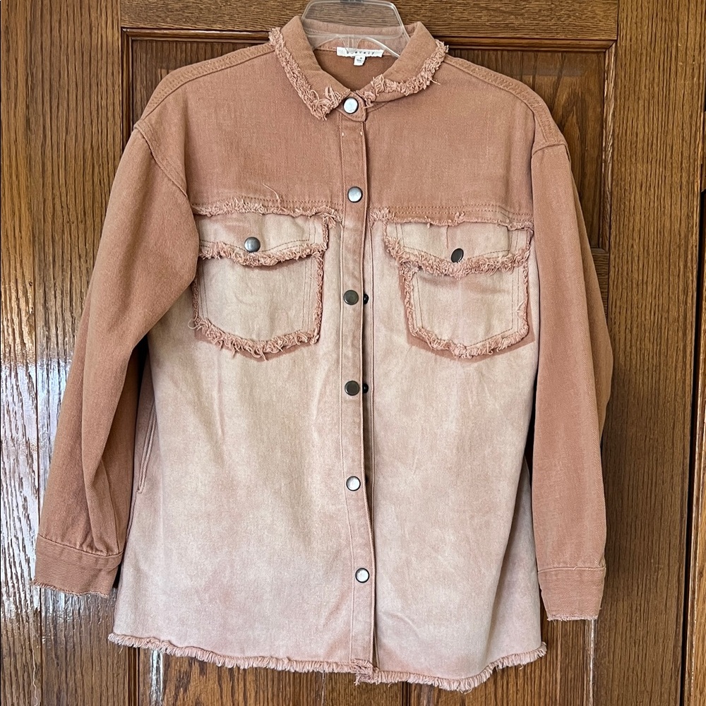 Stylish Tan Frayed Women's Jacket